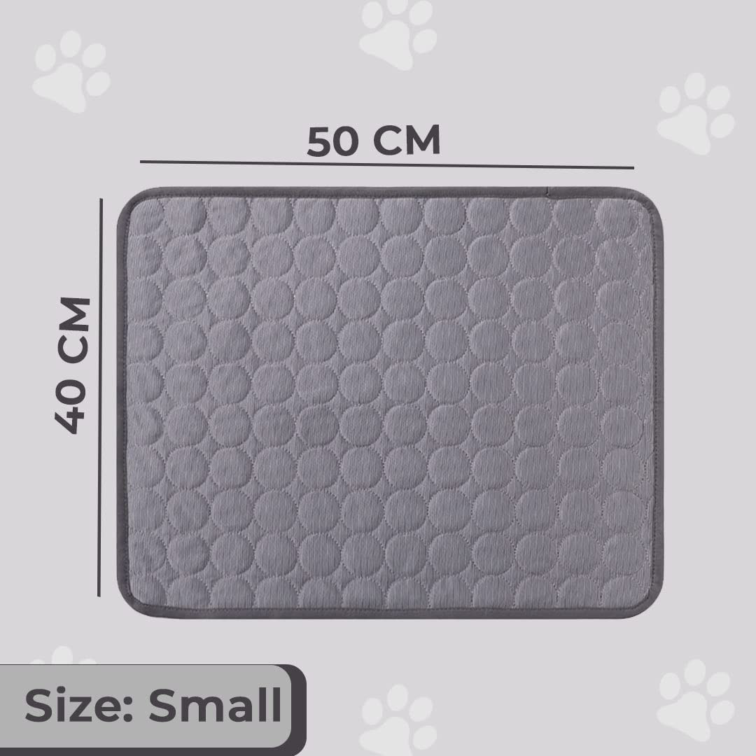 Kuber Industries Rectangular Dog & Cat Bed|Premium Cool Ice Silk with Polyester with Bottom Mesh|Multi-Utility Self-Cooling Pad for Dog & Cat|Light-Weight & Durable Dog Bed|ZQCJ001DG-S|Dark Grey