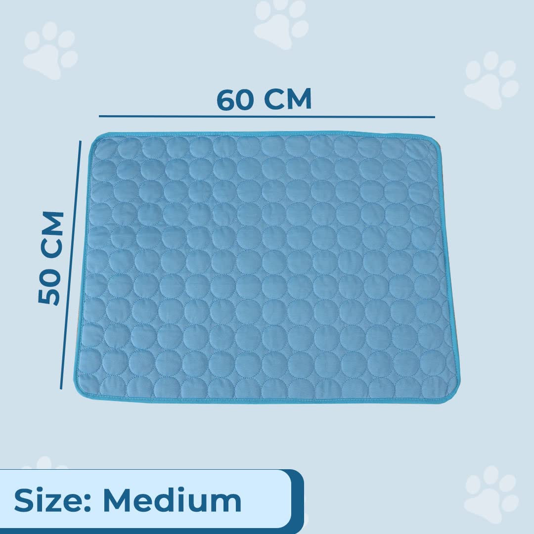 Kuber Industries Rectangular Dog & Cat Bed|Premium Cool Ice Silk with Polyester with Bottom Mesh|Multi-Utility Self-Cooling Pad for Dog & Cat|Light-Weight & Durable Dog Bed|ZQCJ001B-M|Blue