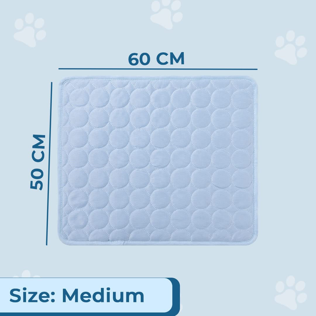Kuber Industries Rectangular Dog & Cat Bed|Premium Cool Ice Silk with Polyester with Bottom Mesh|Multi-Utility Self-Cooling Pad for Dog & Cat|Light-Weight & Durable Dog Bed|ZQCJ001LB-M|Light Blue