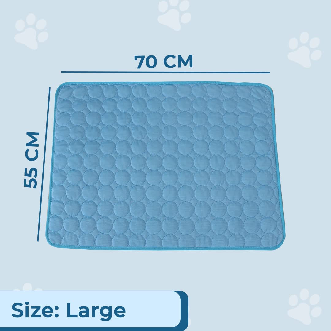 Kuber Industries Rectangular Dog & Cat Bed|Premium Cool Ice Silk with Polyester with Bottom Mesh|Multi-Utility Self-Cooling Pad for Dog & Cat|Light-Weight & Durable Dog Bed|ZQCJ001B-L|Blue