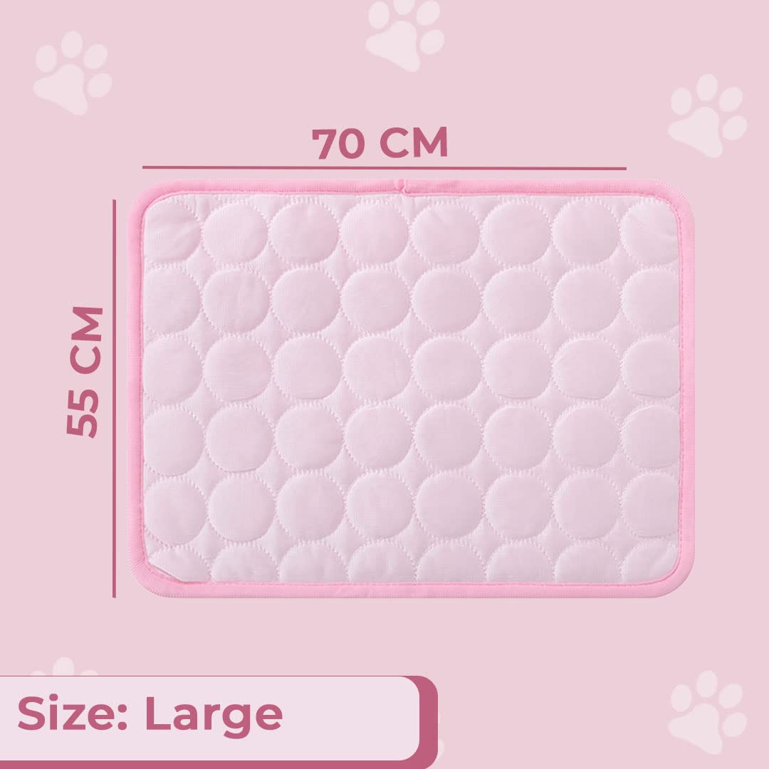 Kuber Industries Rectangular Dog & Cat Bed|Premium Cool Ice Silk with Polyester with Bottom Mesh|Multi-Utility Self-Cooling Pad for Dog & Cat|Light-Weight & Durable Dog Bed|ZQCJ001P-L|Pink