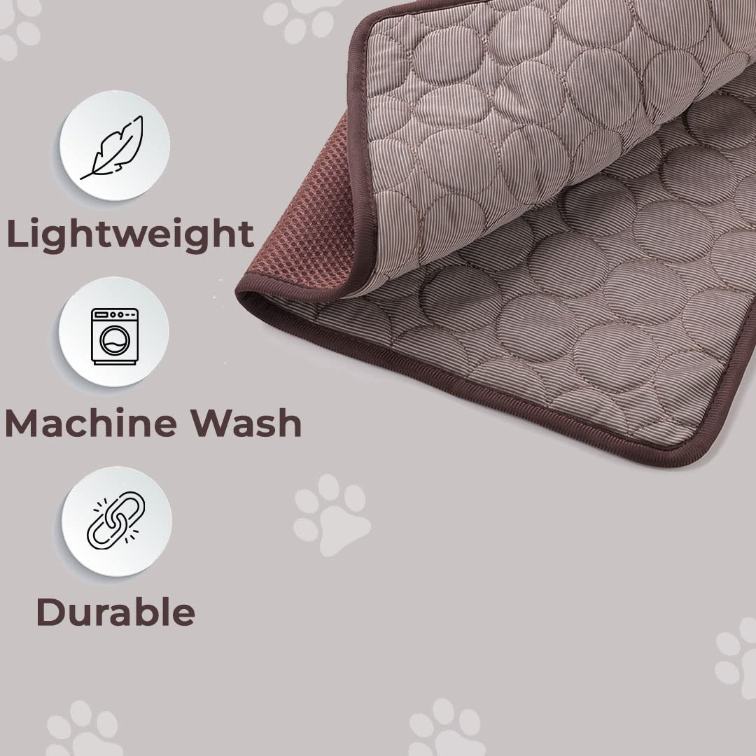 Kuber Industries Rectangular Dog & Cat Bed|Premium Cool Ice Silk with Polyester with Bottom Mesh|Multi-Utility Self-Cooling Pad for Dog & Cat|Light-Weight & Durable Dog Bed|ZQCJ001C-L|Coffee