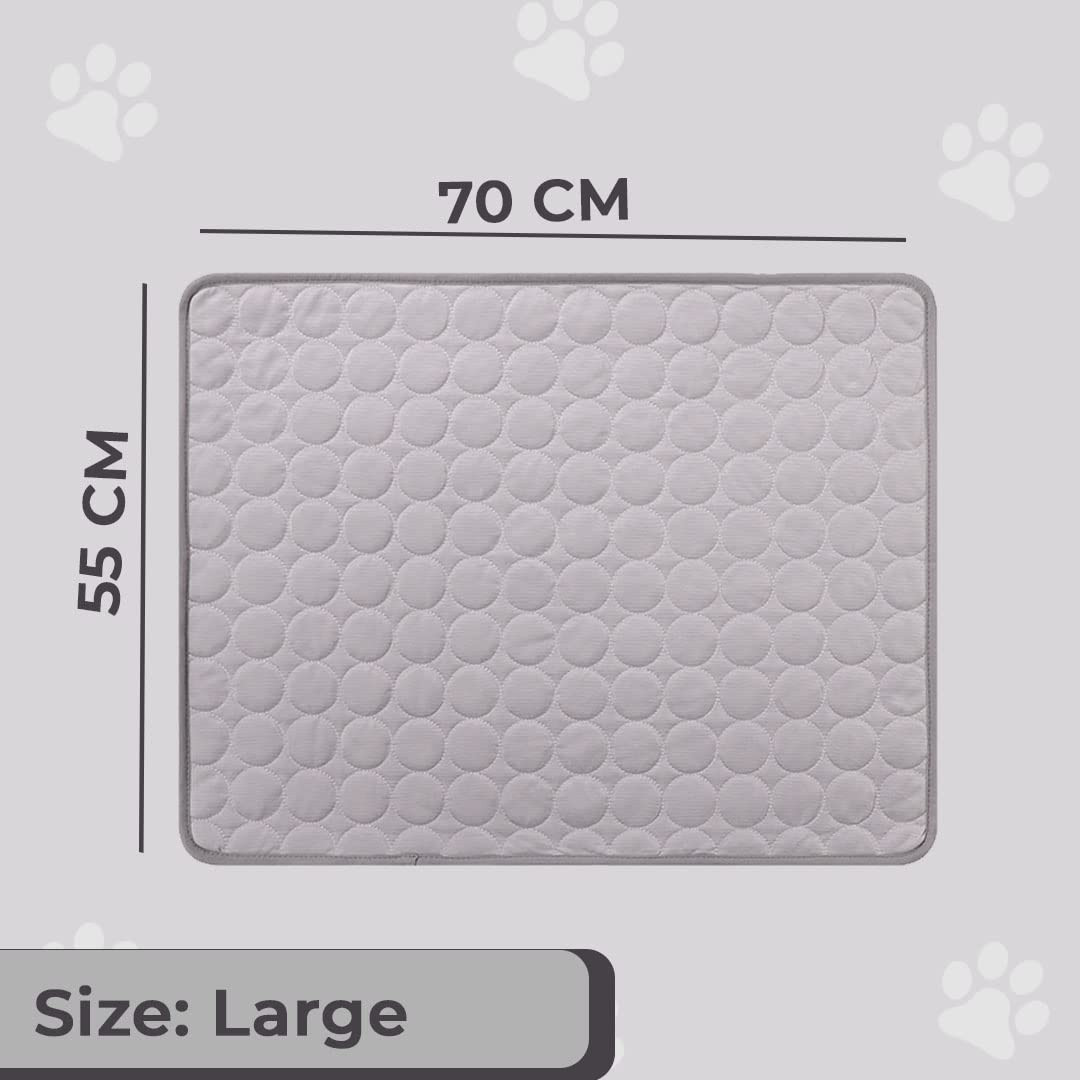 Kuber Industries Rectangular Dog & Cat Bed|Premium Cool Ice Silk with Polyester with Bottom Mesh|Multi-Utility Self-Cooling Pad for Dog & Cat|Light-Weight & Durable Dog Bed|ZQCJ001G-L|Grey