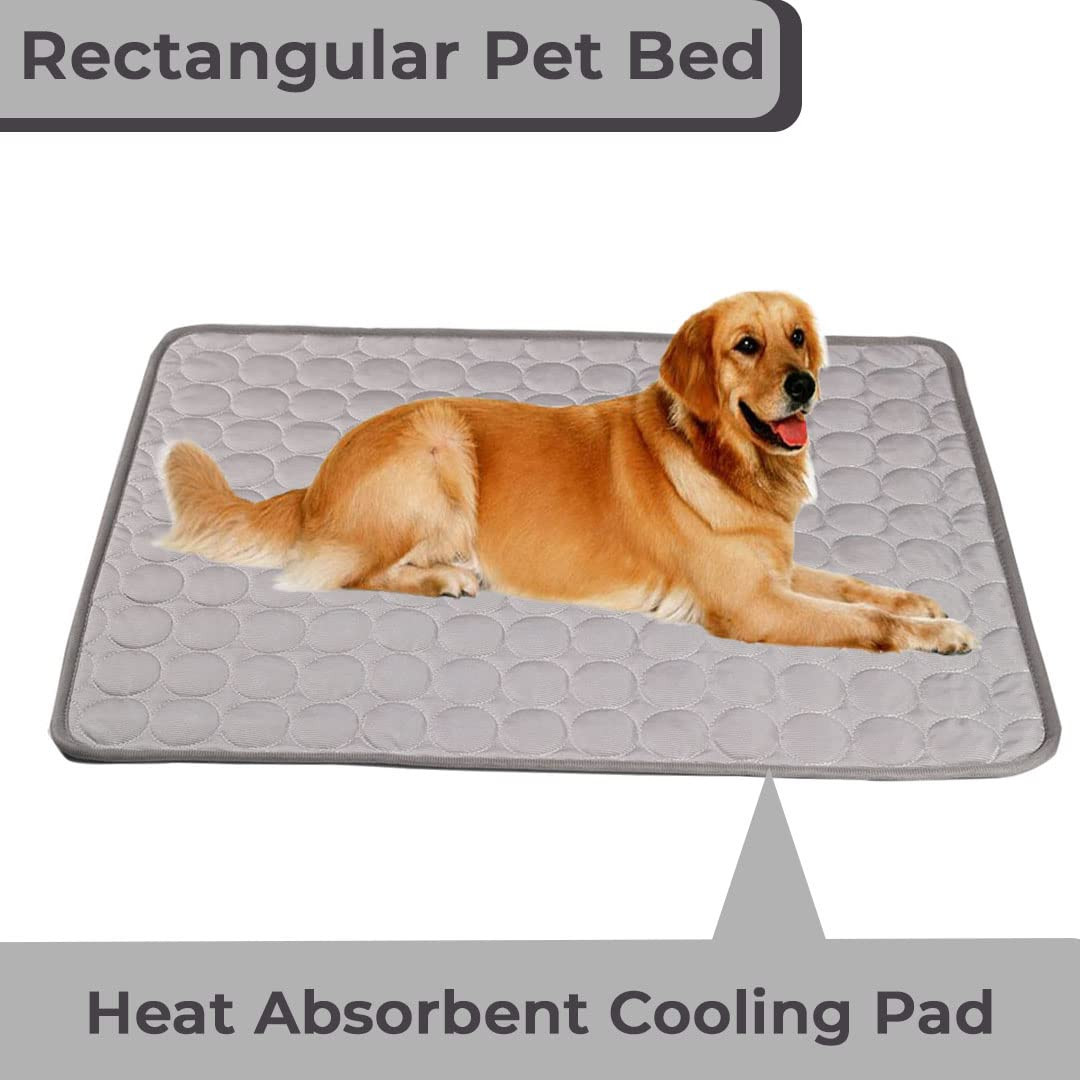 Kuber Industries Rectangular Dog & Cat Bed|Premium Cool Ice Silk with Polyester with Bottom Mesh|Multi-Utility Self-Cooling Pad for Dog & Cat|Light-Weight & Durable Dog Bed|ZQCJ001G-L|Grey