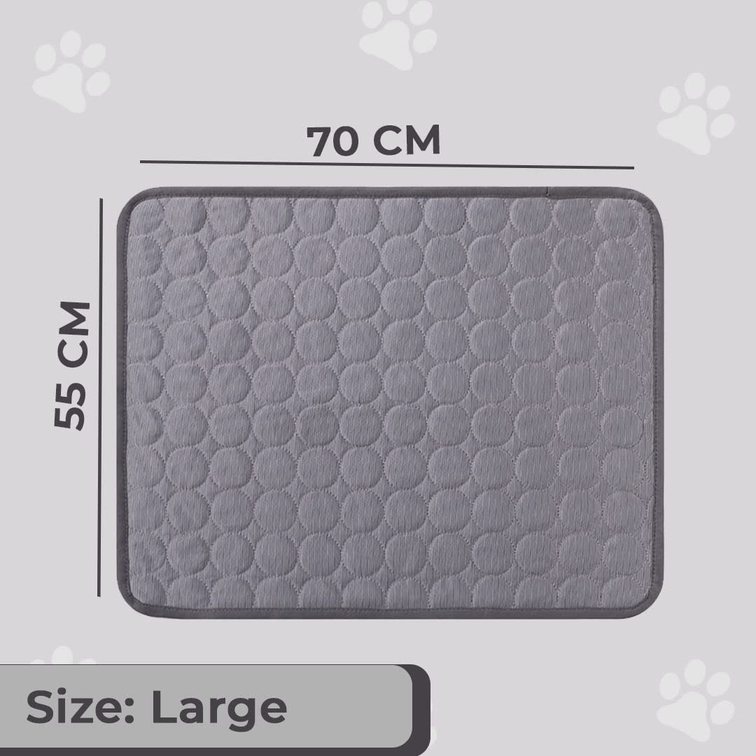 Kuber Industries Rectangular Dog & Cat Bed|Premium Cool Ice Silk with Polyester with Bottom Mesh|Multi-Utility Self-Cooling Pad for Dog & Cat|Light-Weight & Durable Dog Bed|ZQCJ001DG-L|Dark Grey