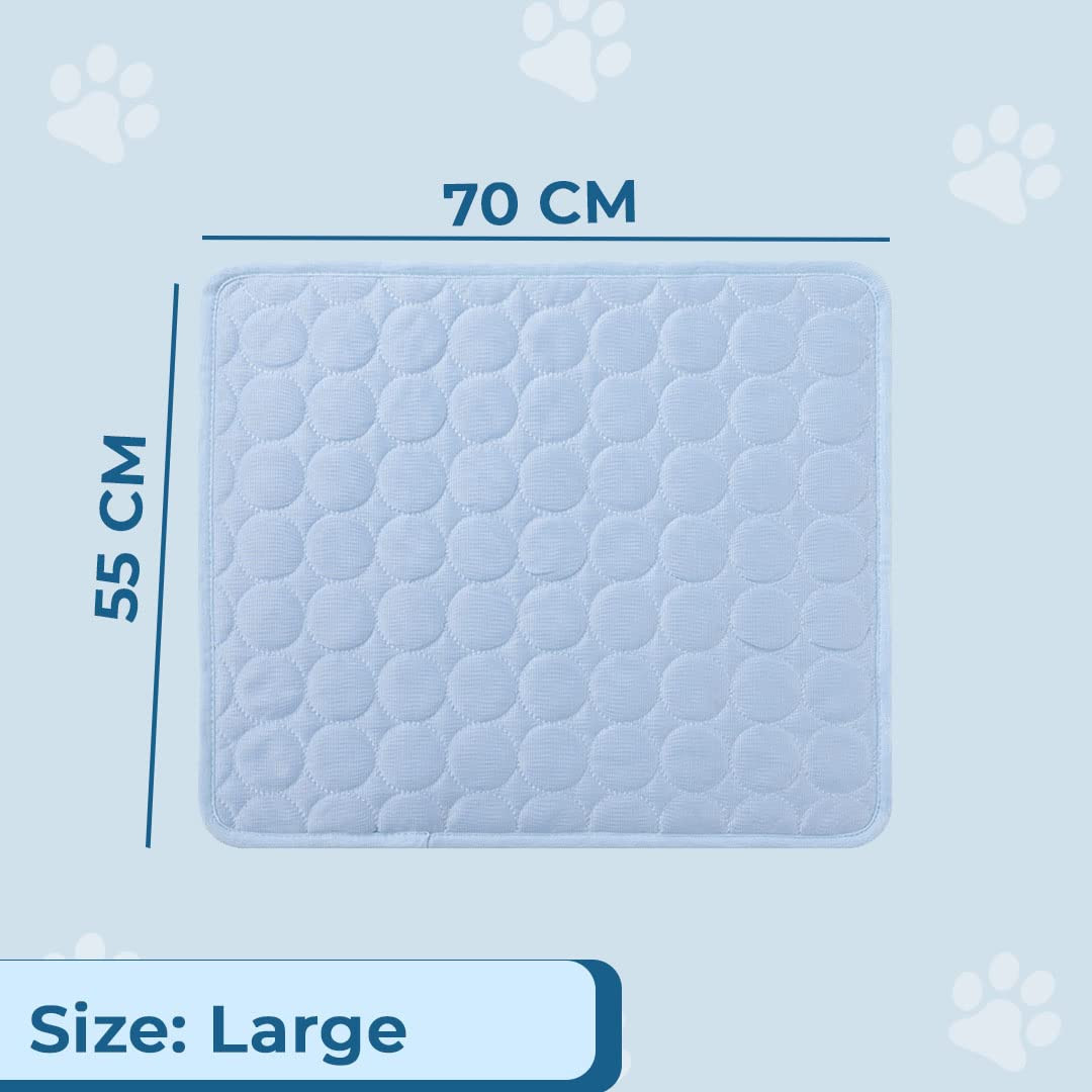 Kuber Industries Rectangular Dog & Cat Bed|Premium Cool Ice Silk with Polyester with Bottom Mesh|Multi-Utility Self-Cooling Pad for Dog & Cat|Light-Weight & Durable Dog Bed|ZQCJ001LB-XL|Light Blue