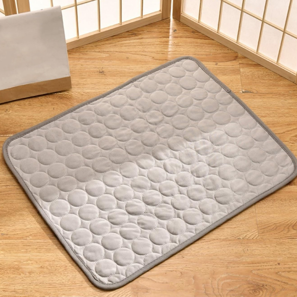 Kuber Industries Rectangular Dog &amp; Cat Bed|Premium Cool Ice Silk with Polyester with Bottom Mesh|Multi-Utility Self-Cooling Pad for Dog &amp; Cat|Light-Weight &amp; Durable Dog Bed|ZQCJ001G-XL|Grey