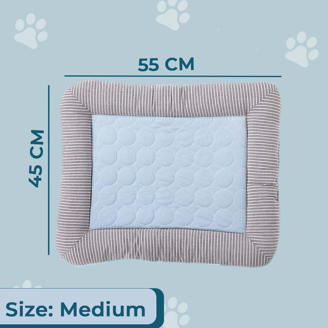 Kuber Industries Rectangular Dog & Cat Bed|Yarn Dyed Oxford Cloth|Nylon and Polyester with Cotton Filling|Self-Cooling Bed for Dog & Cat|Small Light-Weight & Durable Dog Bed|ZQCJ005B-M|Blue