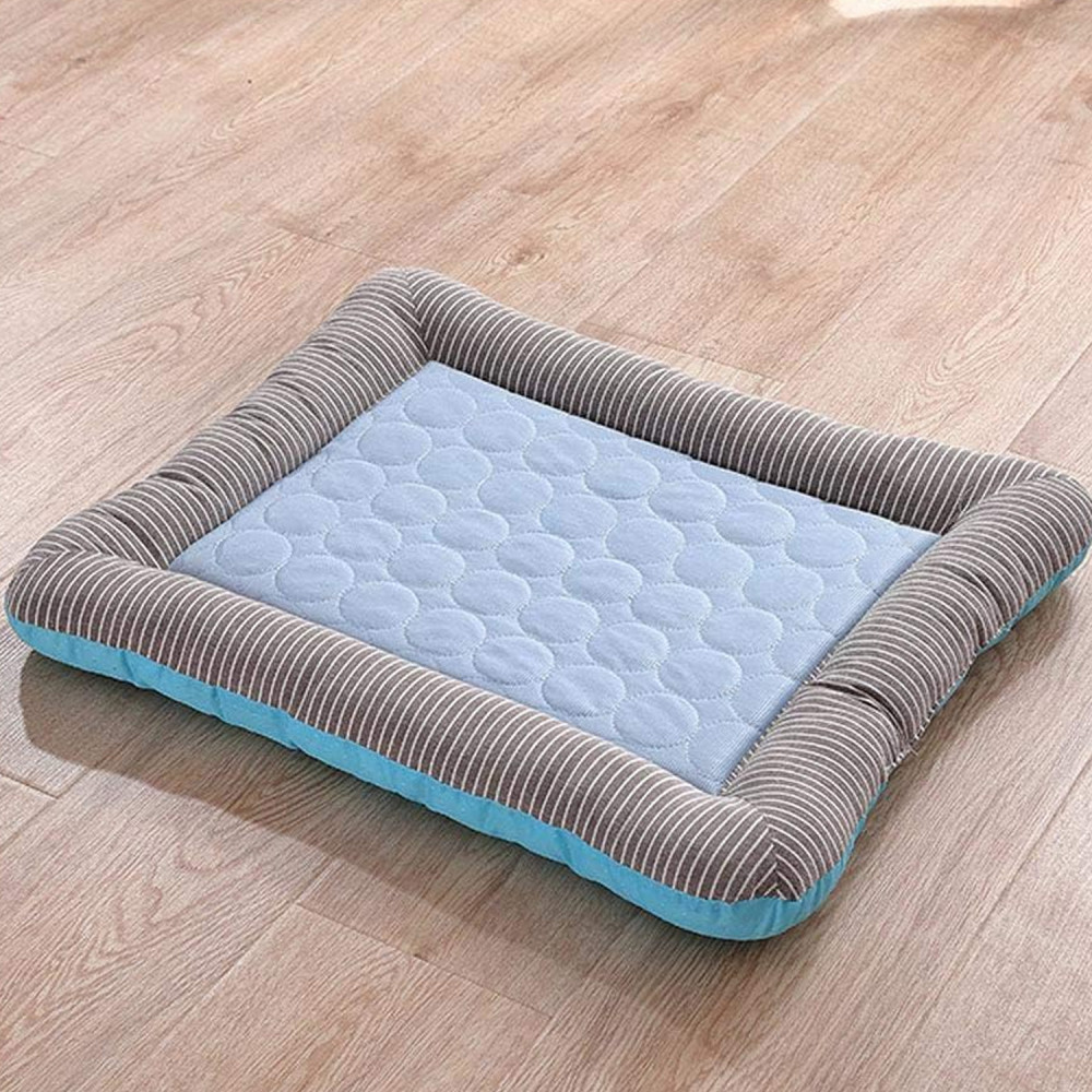 Kuber Industries Rectangular Dog &amp; Cat Bed|Yarn Dyed Oxford Cloth|Nylon and Polyester with Cotton Filling|Self-Cooling Bed for Dog &amp; Cat|Small Light-Weight &amp; Durable Dog Bed|ZQCJ005B-S|Blue