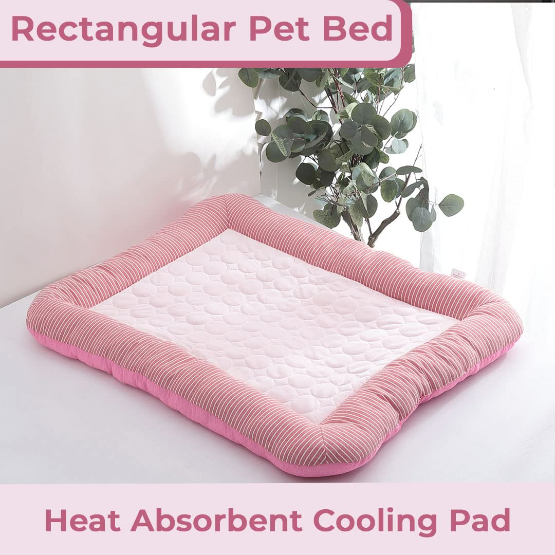 Kuber Industries Rectangular Dog & Cat Bed|Yarn Dyed Oxford Cloth|Nylon and Polyester with Cotton Filling|Self-Cooling Bed for Dog & Cat|Small Light-Weight & Durable Dog Bed|ZQCJ005P-L|Pink