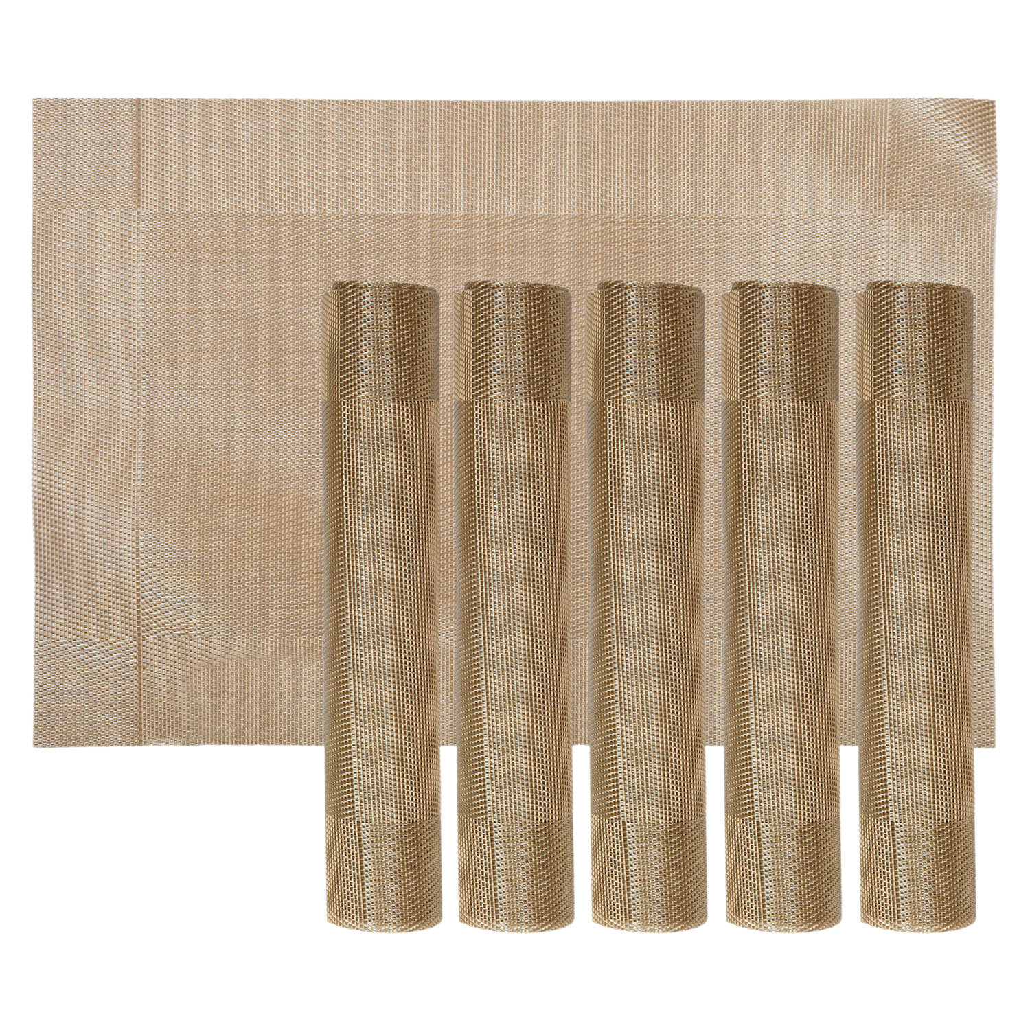 Kuber Industries Reversible Non-Slip Wipe Clean Heat Resistant PVC Placemats for Dining Table,(Copper)