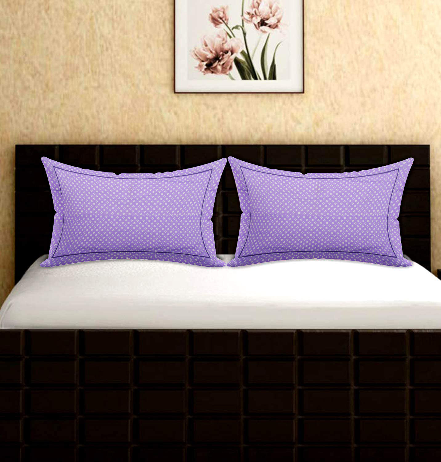 Kuber Industries Rhombus Design Cotton Pillow Covers, 18 x 28 inch,(Purple)