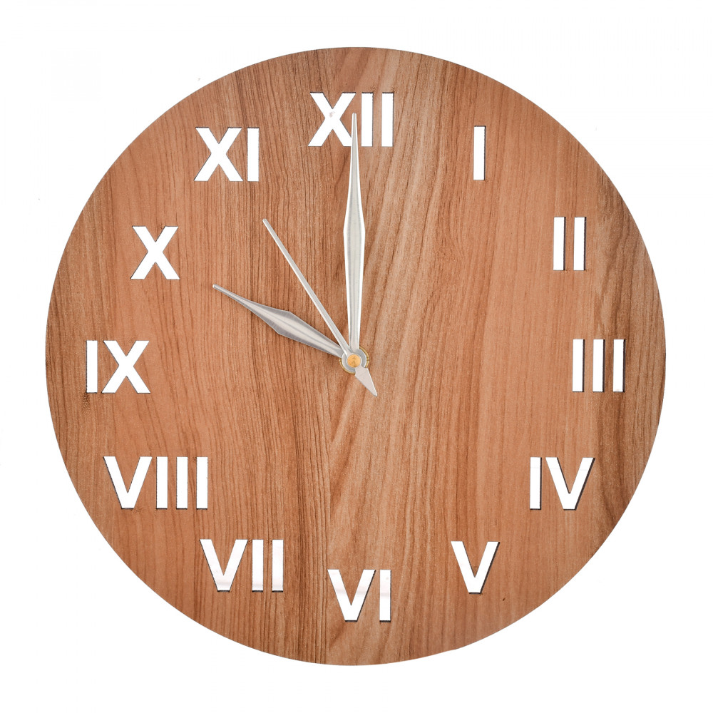 Kuber Industries Roman Number Round Shaped Wooden 10&quot; Wall Clock (White)