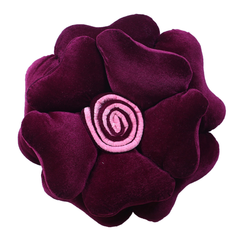 Kuber Industries Rose Flower Shaped Pair Cushion|Soft &amp; Decorative Cushions for Living Room Bed,Sofa,Seating Area,16 Inch,(Purple)