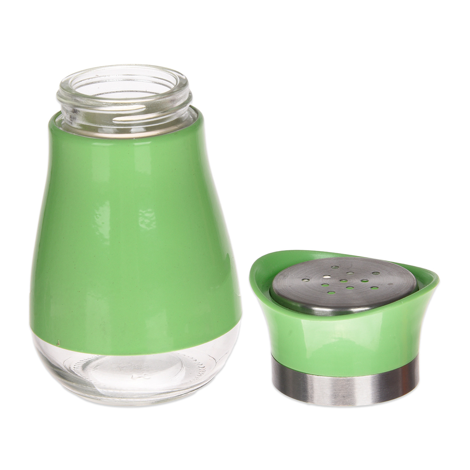 Kuber Industries Salt Shaker Box | Stainless Steel Pepper Shaker Box | Chilli Flakes Seasoning Sprinkler Box | Namak Daani | Dining Table Masala Box Dabbi | Green