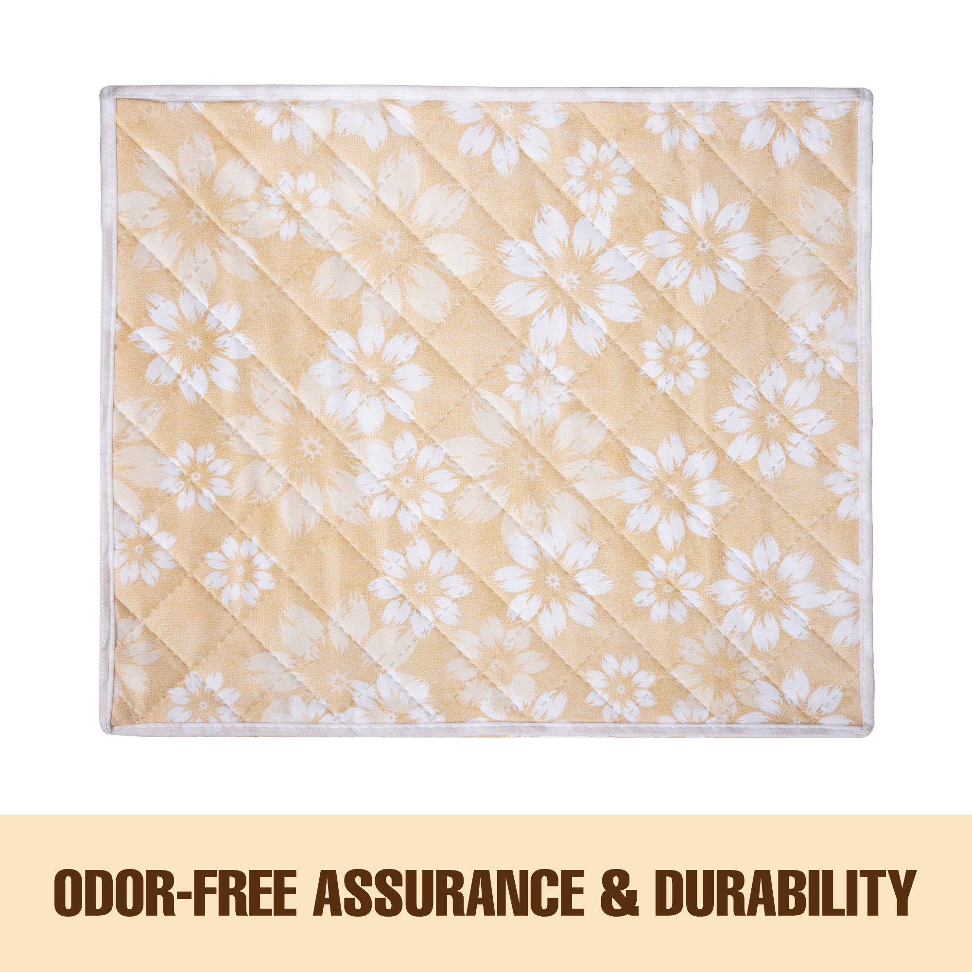 Kuber Industries Saree Cover & Blanket Cover Set |Underbed Storage Bag Combo Set | Visible Window & Handle Storage Bag | Flower Quilted |Golden