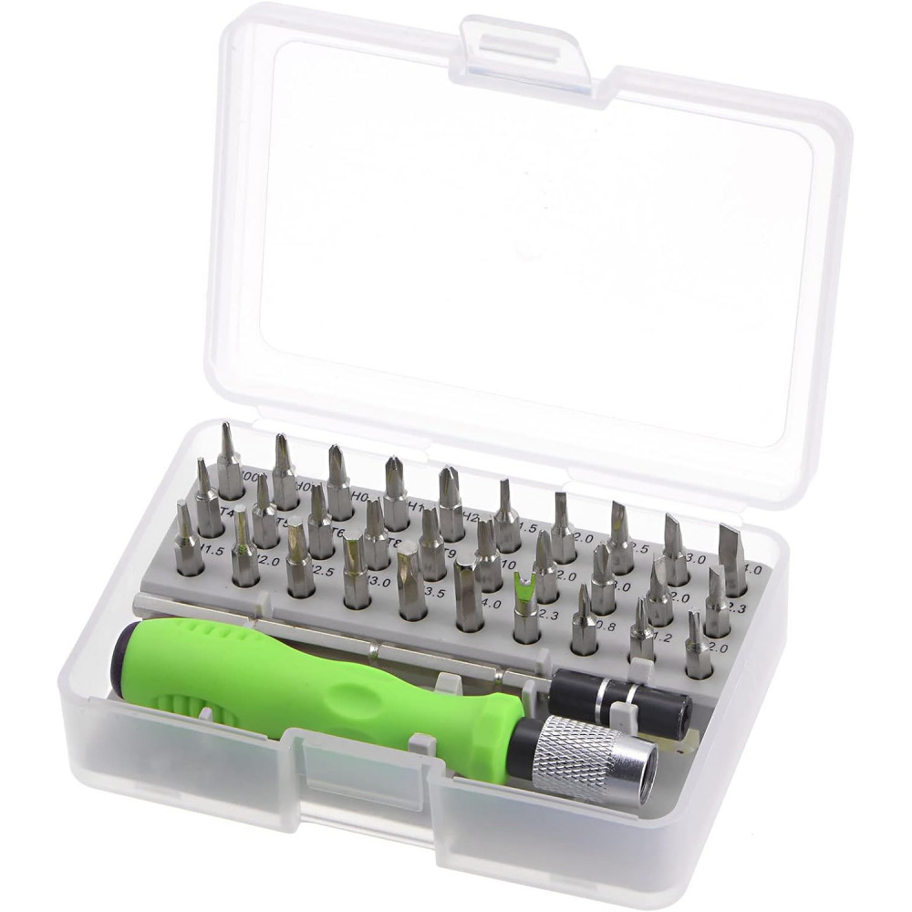 Kuber Industries Screwdriver Bits Set|32 In One With 32 Screws|Professional Magnetic Driver Set|Idol For Laptop, Mobile, Computer, Repairing Preparations (Green)