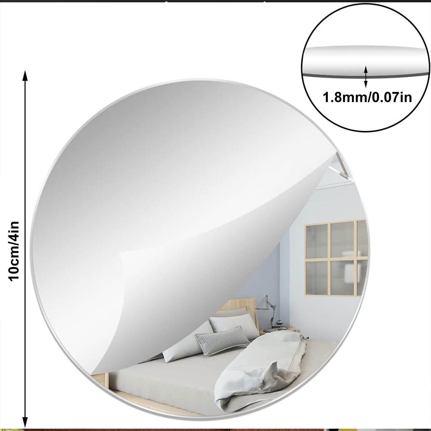 Kuber Industries Self Adhesive Mirror Stickers For Wall|Round Wall Mirror Stickers|Flexible Mirror For Wall Décor, Living Room|Premium Acrylic Material 