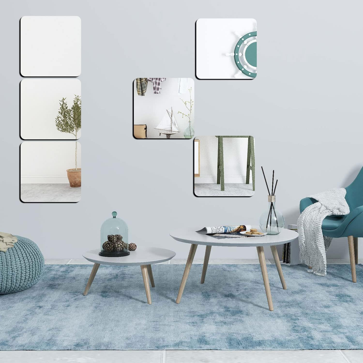Kuber Industries Self Adhesive Mirror Stickers For Wall|Square Wall Mirror Stickers|Flexible Mirror For Wall Décor, Living Room|Premium Acrylic Material 