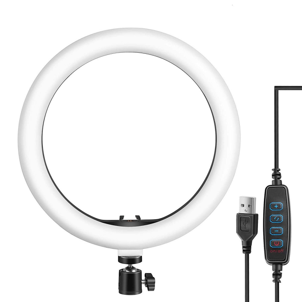 Kuber Industries Selfie Ring Light | Portable Ring Light with 3 Color Modes | Ring Light for YouTube | Video Shoot | Photoshoot | Live Streaming | 10&quot; | White