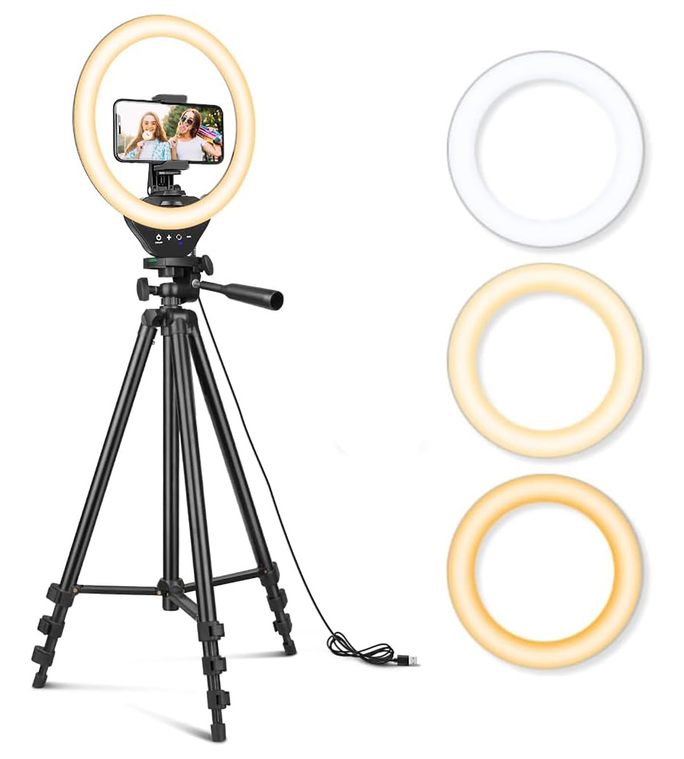 Kuber Industries Selfie Ring Light | Portable Ring Light with 3 Color Modes | Ring Light for YouTube | Video Shoot | Photoshoot | Live Streaming | 10