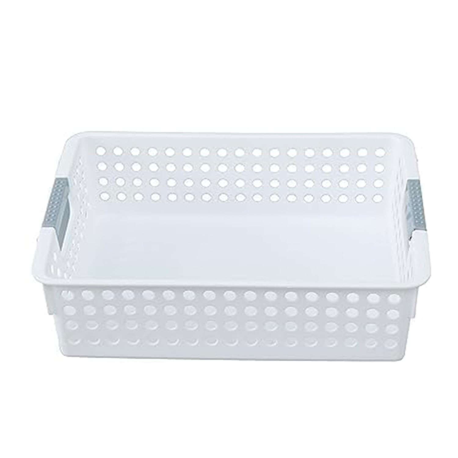Kuber Industries Set of 1 Large Hollow Storage Basket|Kitchen & Home Organizer For Wardrobe|Tray For Toys, Fruits, Books (White)