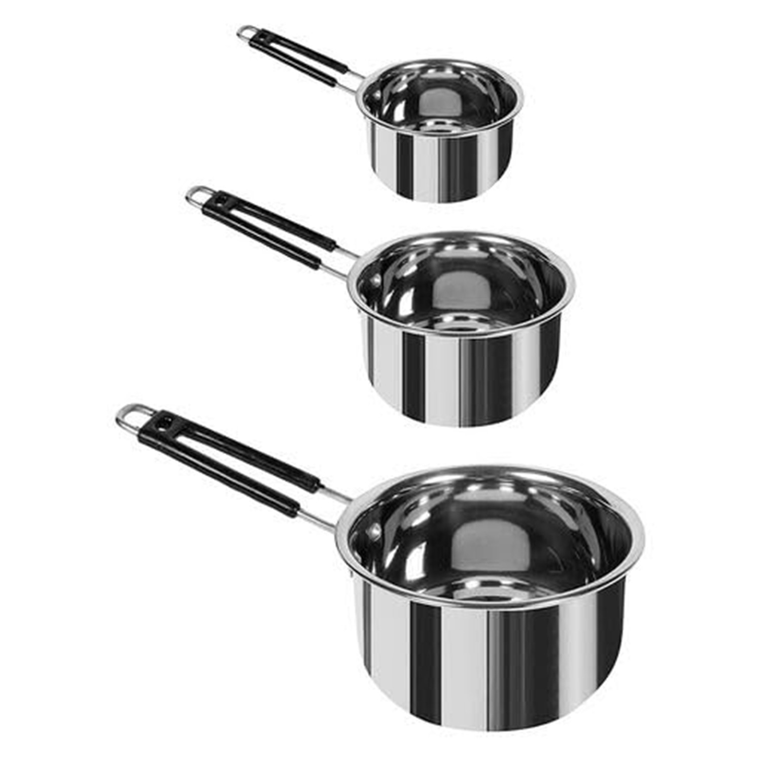Kuber Industries Set of 3 Stainless Steel Saucepan/Tea Pan I 1.1 L, 1.5 L, 2.2 L Capacity I Silicon Handle I Thick Base for Boiling Milk & Tea I Heavy Duty Gauge I Tapeli Patila, Sauce Pot Cookware