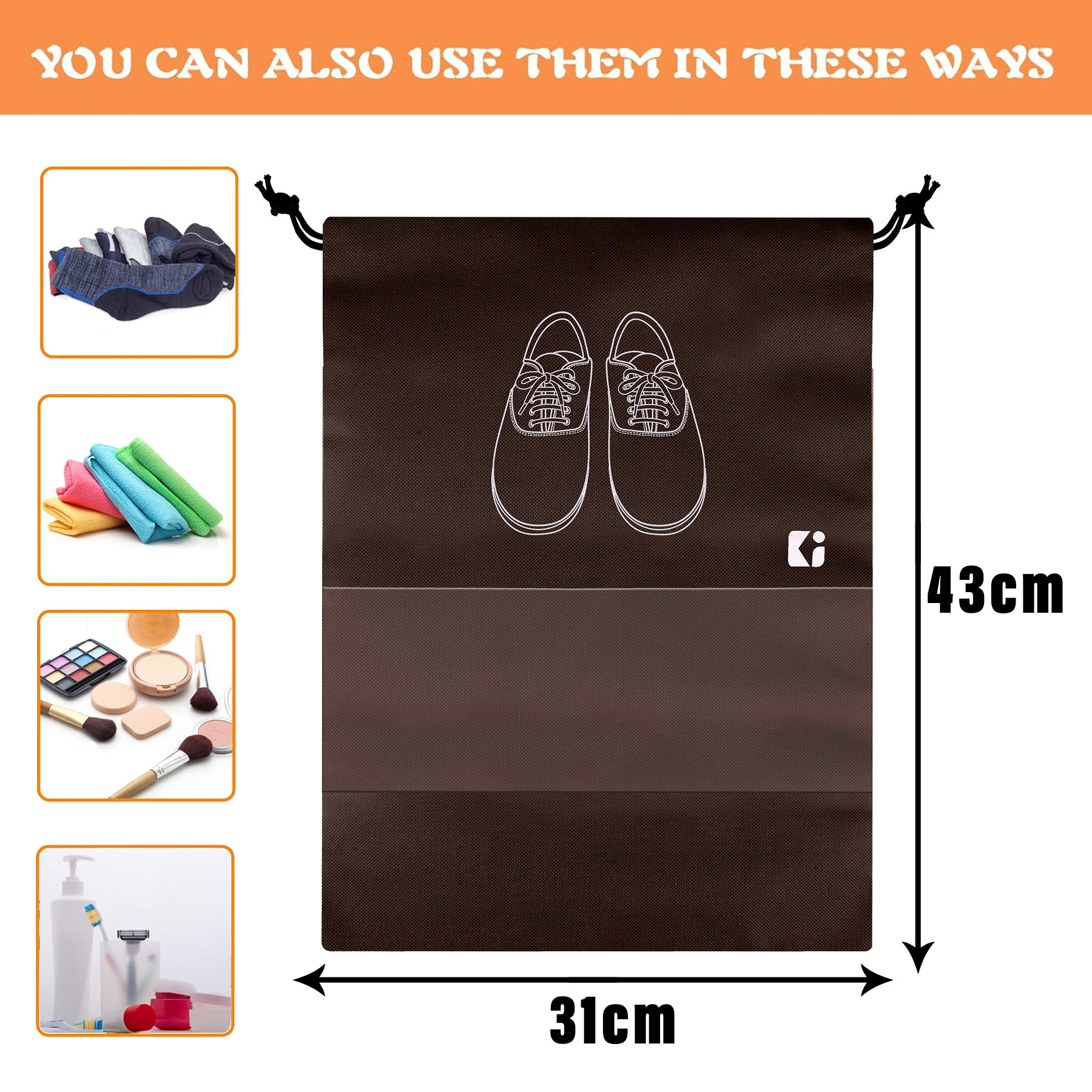 Kuber Industries Shoe Bags | Shoe Bags for Travel | Non-Woven Shoe Storage Bags | Storage Organizers Set | Shoe Cover with Transparent Window | Shoe Dori Cover | Coffee