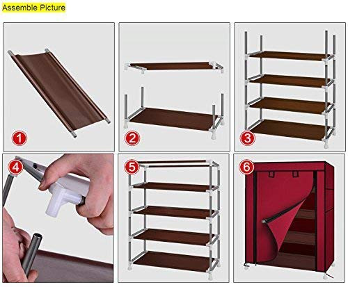 Kuber Industries Shoe Rack|Non-Woven 4 Shelves Shelf|Foldable Storage Rack Organizer for Shoe, Books (Black)