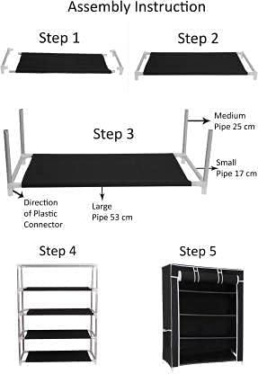 Kuber Industries Shoe Rack|Non-Woven 6 Shelves Shelf|Foldable Storage Rack Organizer for Shoe, Books (Black)