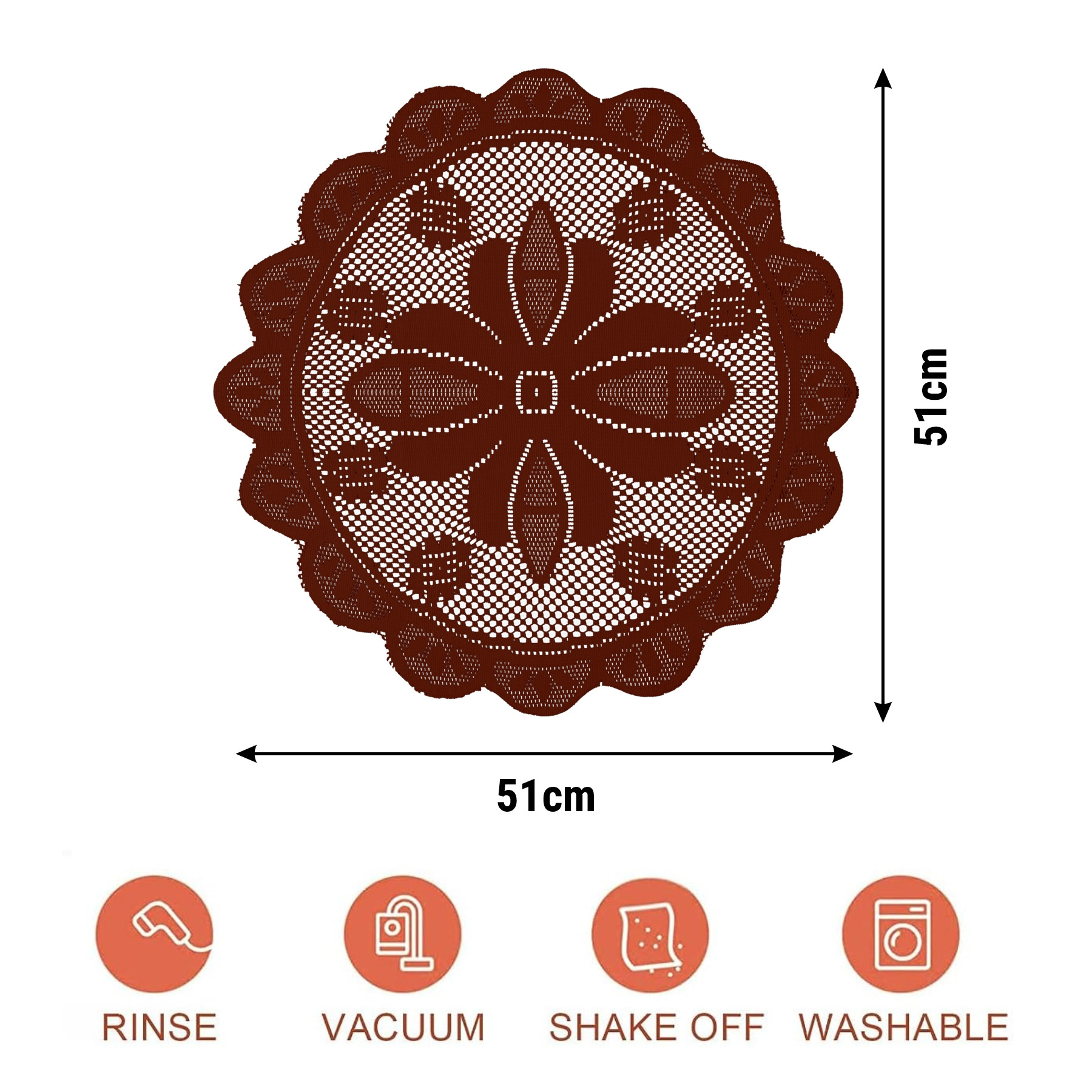 Kuber Industries Side Table Mat | Bed Side Table Mat | Center Table Mats | Round Plain Net Placemat Set | Bed Side Table Placemats for Home Décor | 20 Inch | Pack of 2 | Maroon