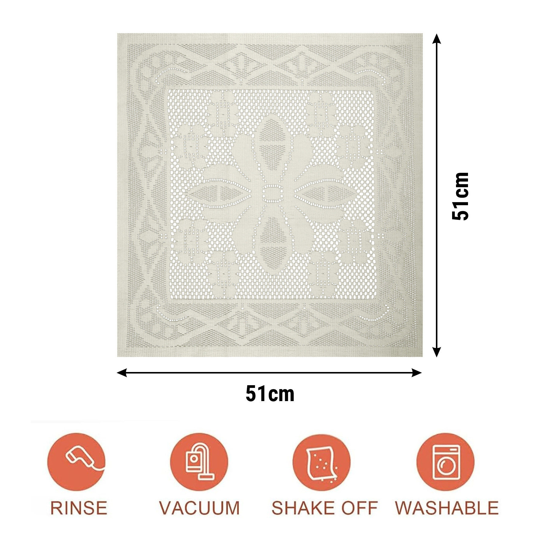 Kuber Industries Side Table Mat | Bed Side Table Mat | Center Table Mats | Square Plain Net Placemat Set | Bed Side Table Placemats for Home Décor | 20 Inch | Pack of 2 | Cream