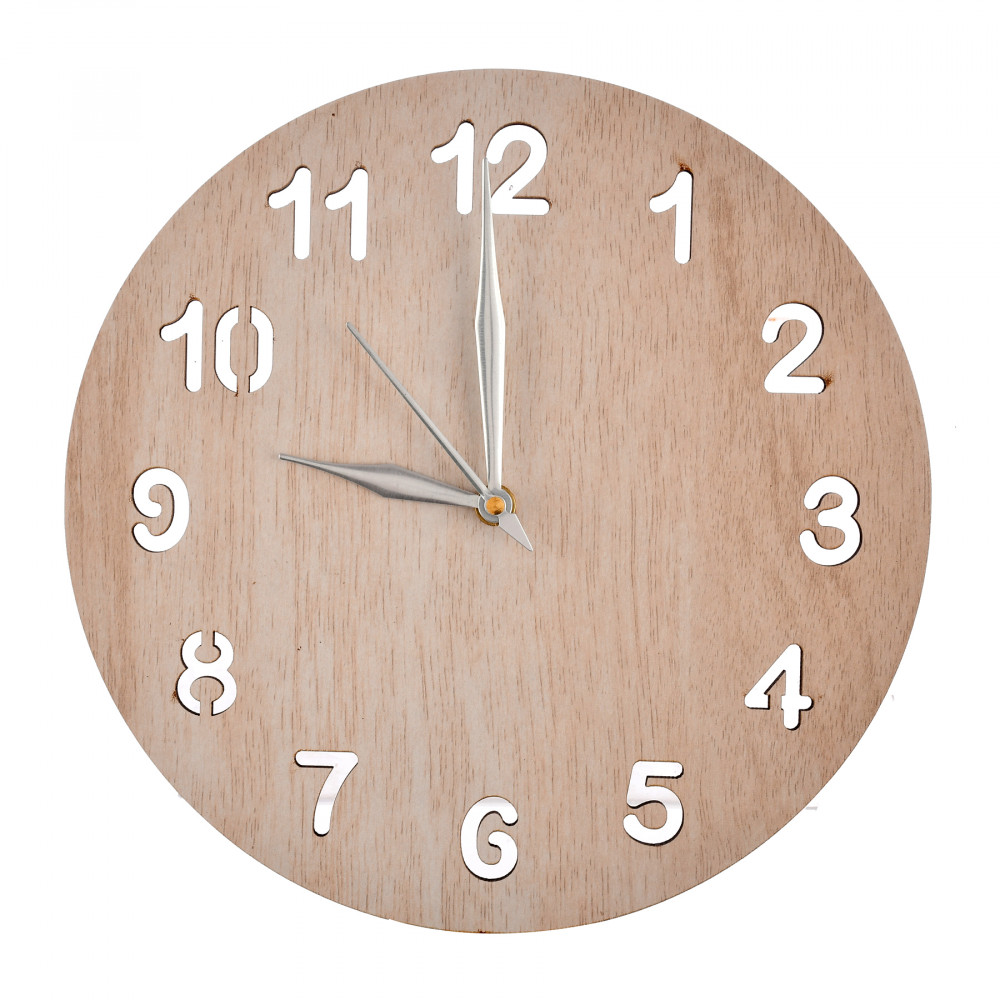 Kuber Industries Simple Numerial Round Shaped Wooden 10&quot; Wall Clock (White)