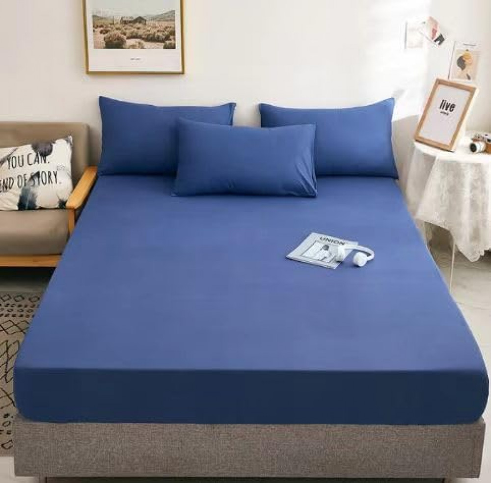 Kuber Industries single Bed Mattress ProtectorBed Protecter With Elastic &quot;120x200&quot; CM (Blue)