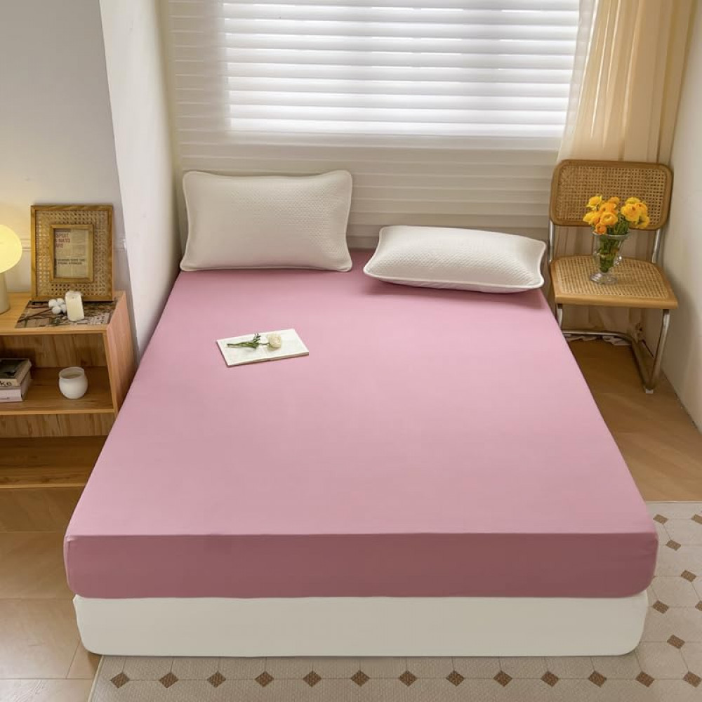 Kuber Industries Single Bed Mattress ProtectorBed Protecter With Elastic &quot;120x200&quot; CM (Pink)