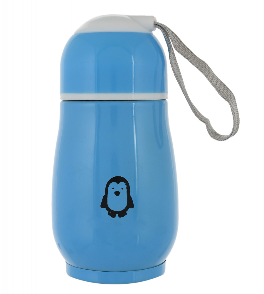 Kuber Industries Small Stainless Steel Hot &amp; Cold Vacuum Thermos Travel Mug Tea Water Bottle Coffee Flask, 300ml (Sky Blue)