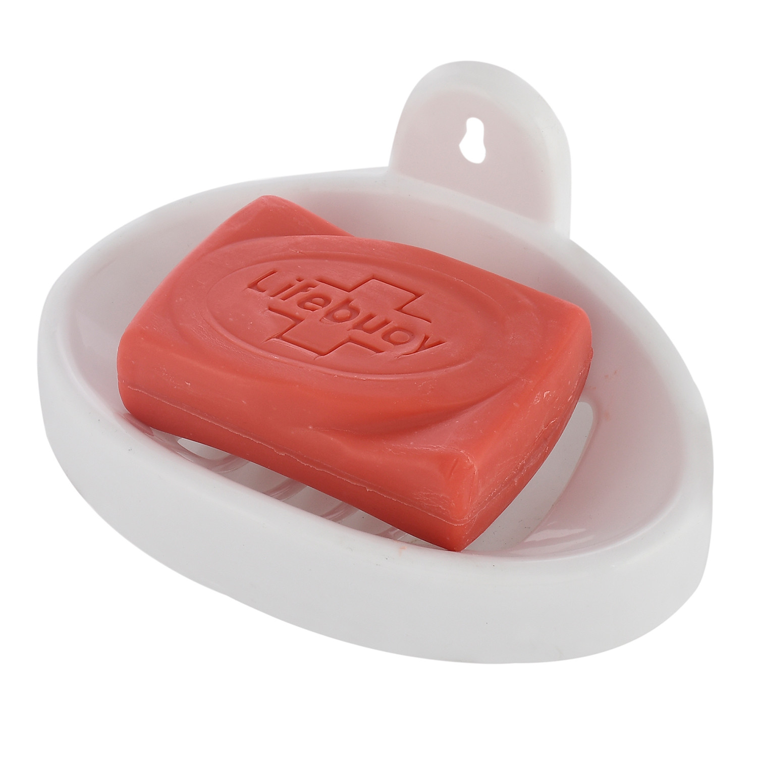 Kuber Industries Soap Holder|Sink Soap Holder|Plastic wall Mounted Soap Holder|Oval Shape Self Draining Soap Dish for Bathroom| (White)