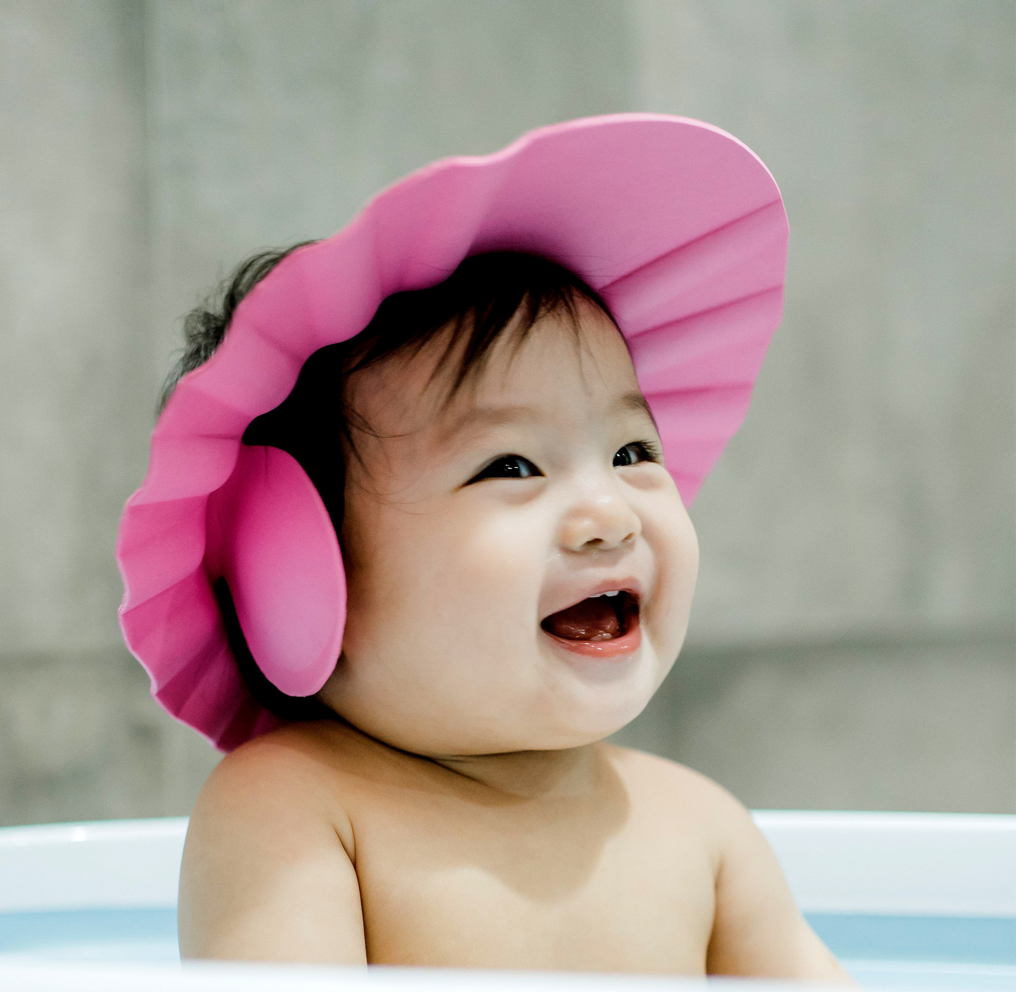 Kuber Industries Soft Adjustable Visor Hat Safe Shampoo Shower Bathing Protection Bath Cap for Toddler, Baby, Kids, Children (Pink)-HS_38_KUBMART21347