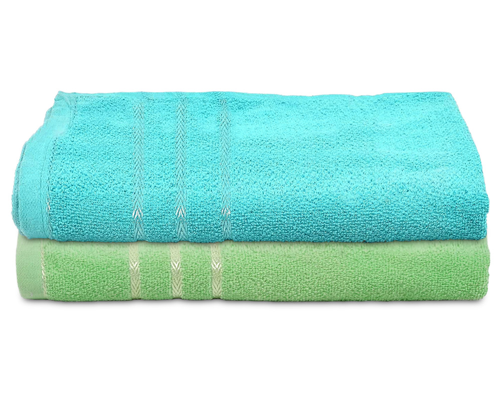 Kuber Industries Soft Cotton Bath Towel For Hands, Face, Newborn Babies, Toddlers, Children, 19&quot;x38&quot;- Pack of 2 (Blue &amp; Green)
