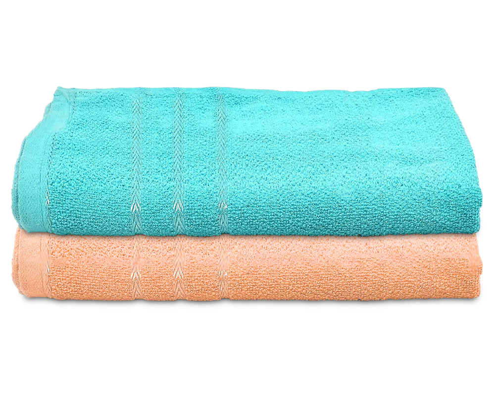 Kuber Industries Soft Cotton Bath Towel For Hands, Face, Newborn Babies, Toddlers, Children, 19&quot;x38&quot;- Pack of 2 (Blue &amp; Peach)