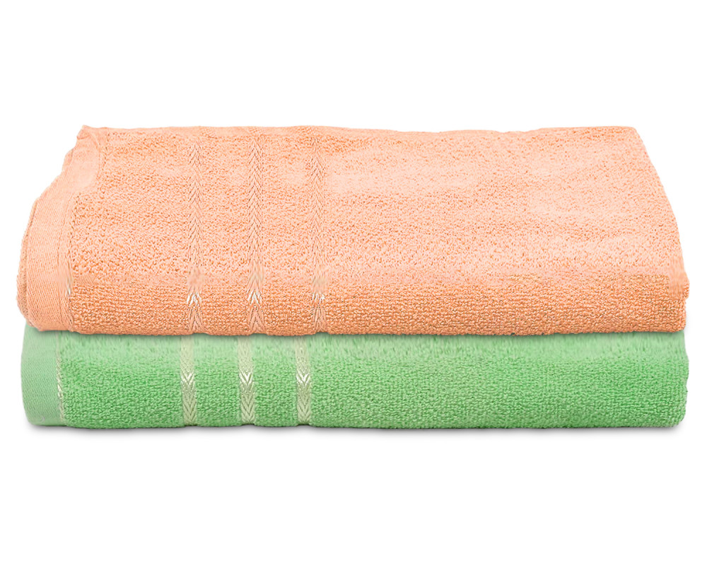 Kuber Industries Soft Cotton Bath Towel For Hands, Face, Newborn Babies, Toddlers, Children, 19&quot;x38&quot;- Pack of 2 (Green &amp; Peach)