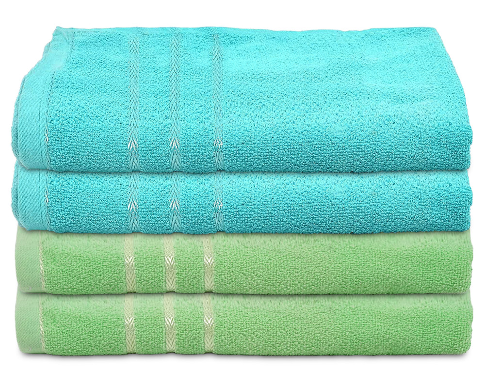 Kuber Industries Soft Cotton Bath Towel For Hands, Face, Newborn Babies, Toddlers, Children, 19&quot;x38&quot;- Pack of 4 (Blue &amp; Green)