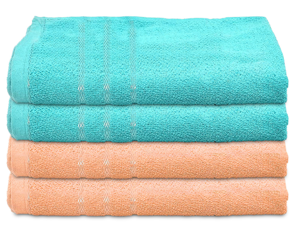 Kuber Industries Soft Cotton Bath Towel For Hands, Face, Newborn Babies, Toddlers, Children, 19&quot;x38&quot;- Pack of 4 (Blue &amp; Peach)