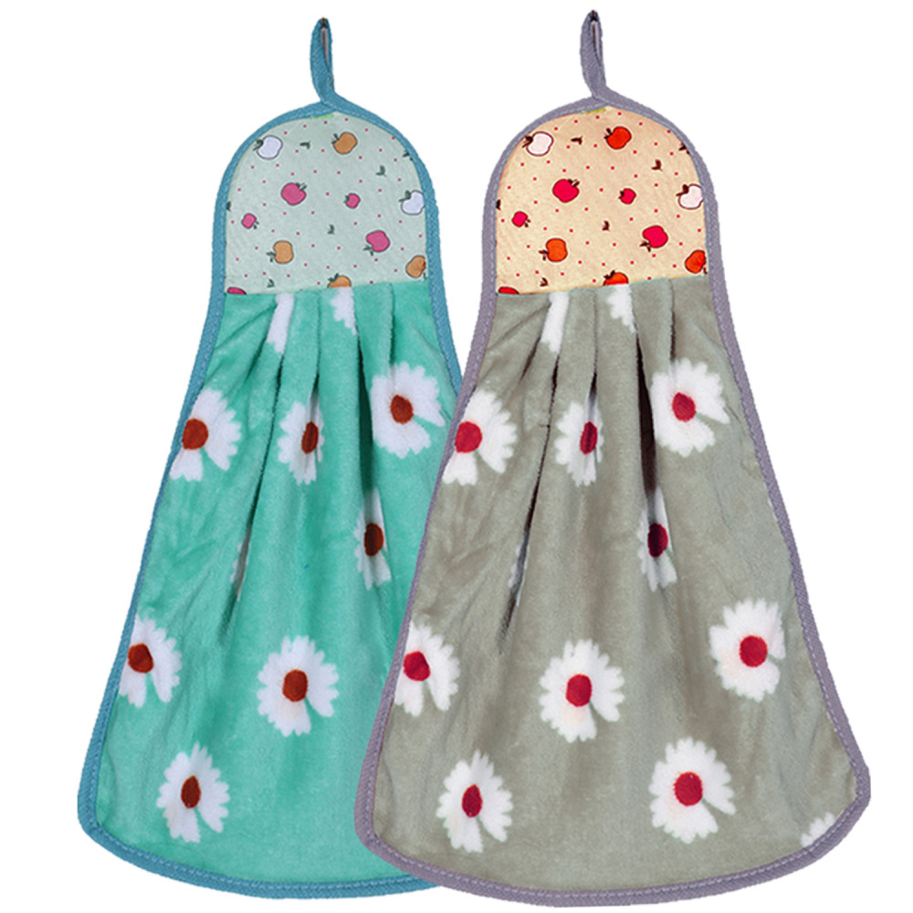 Kuber Industries Soft Cotton Flower Print Super Absorbent Hanging Napkin|Hand Towel For Washbasin &amp; Kitchen,(Assorted)