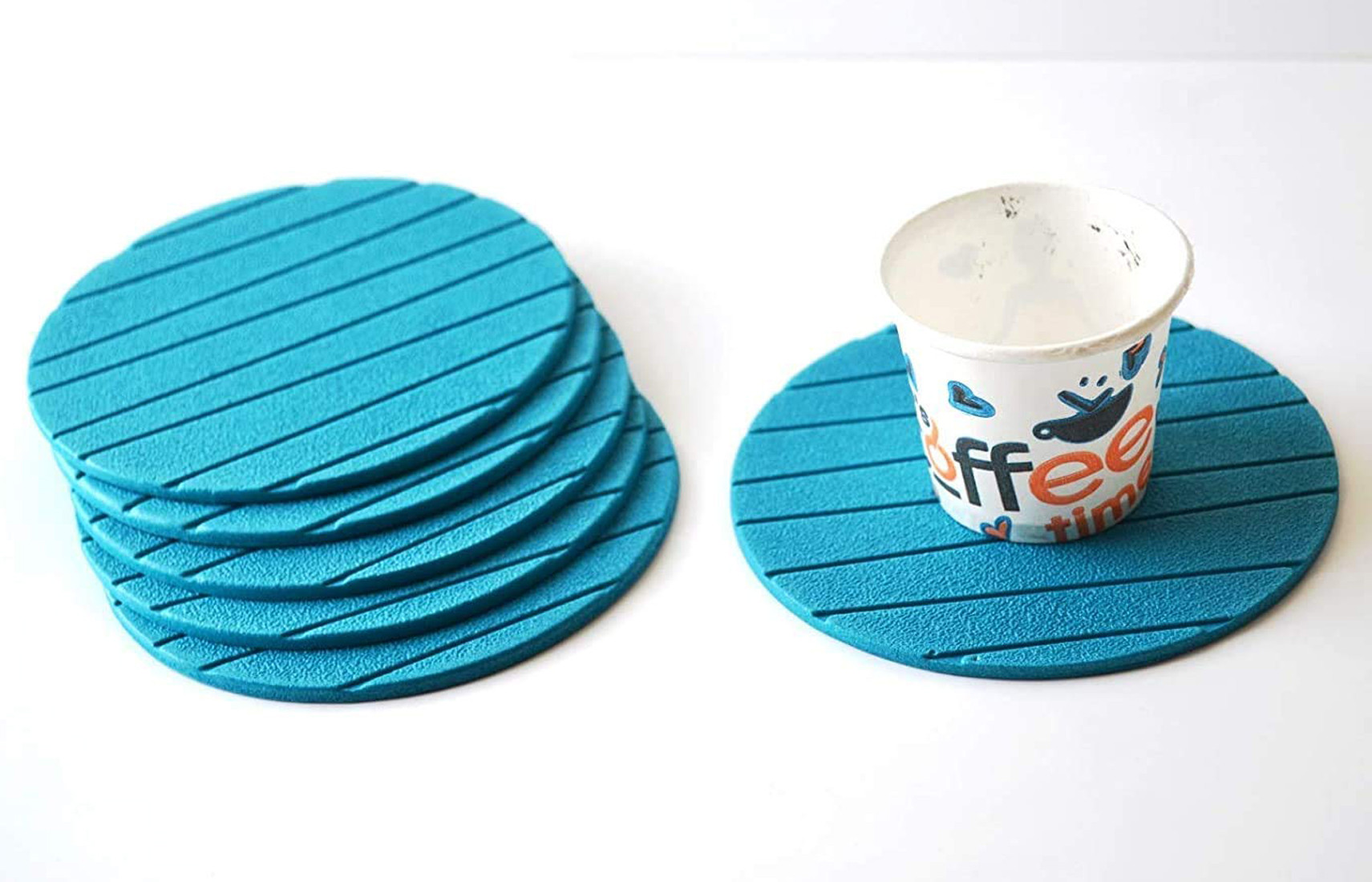 Kuber Industries Soft EVA Foam Non Slip Heat Insulation Coasters for Tea Coffee Cups Mugs Beer Cans Bar Glass (Green)-HS_38_KUBMART21361