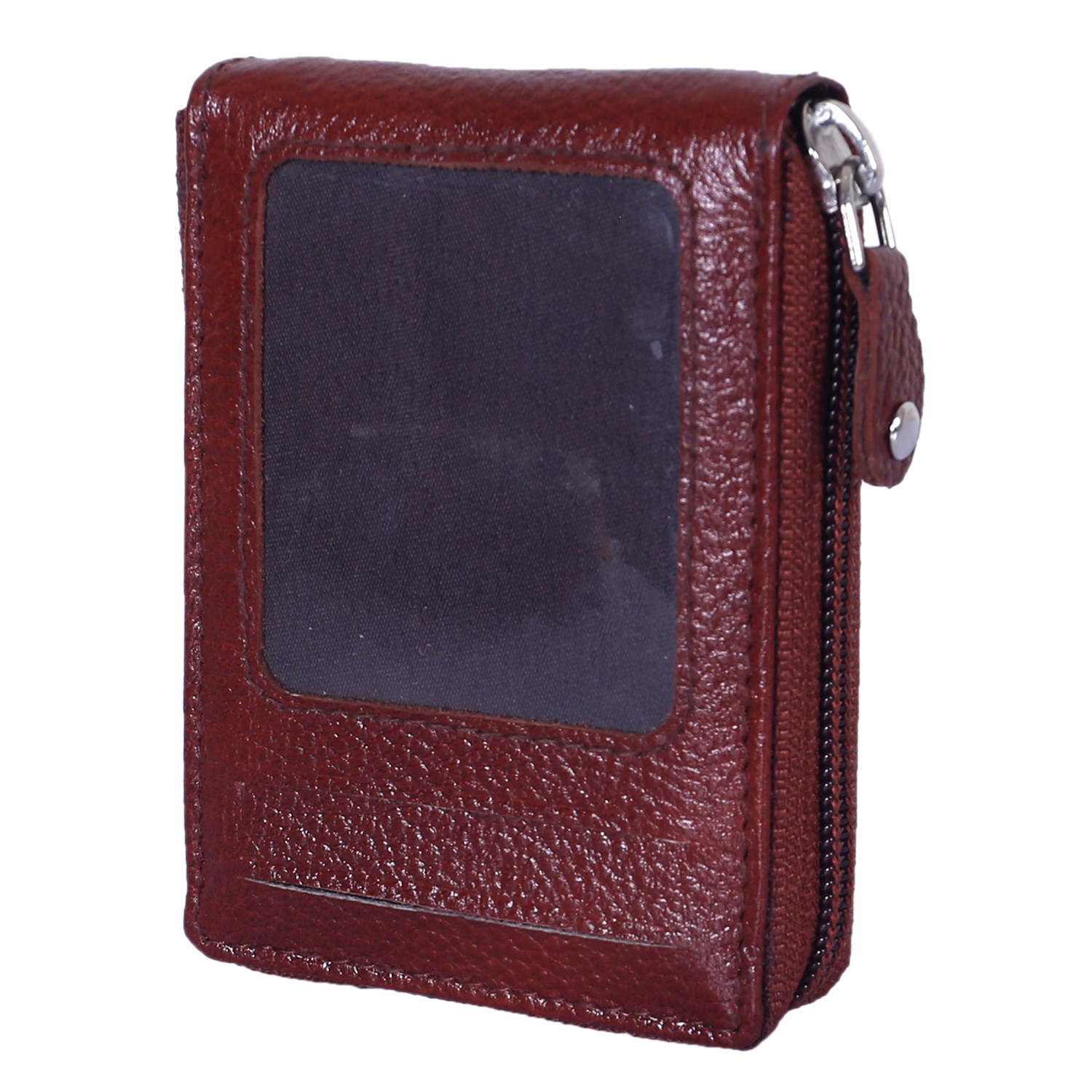 Kuber Industries Soft Leather Card Holder | Zipper Wallet For Man & Woman With 11 Slot (Brown)