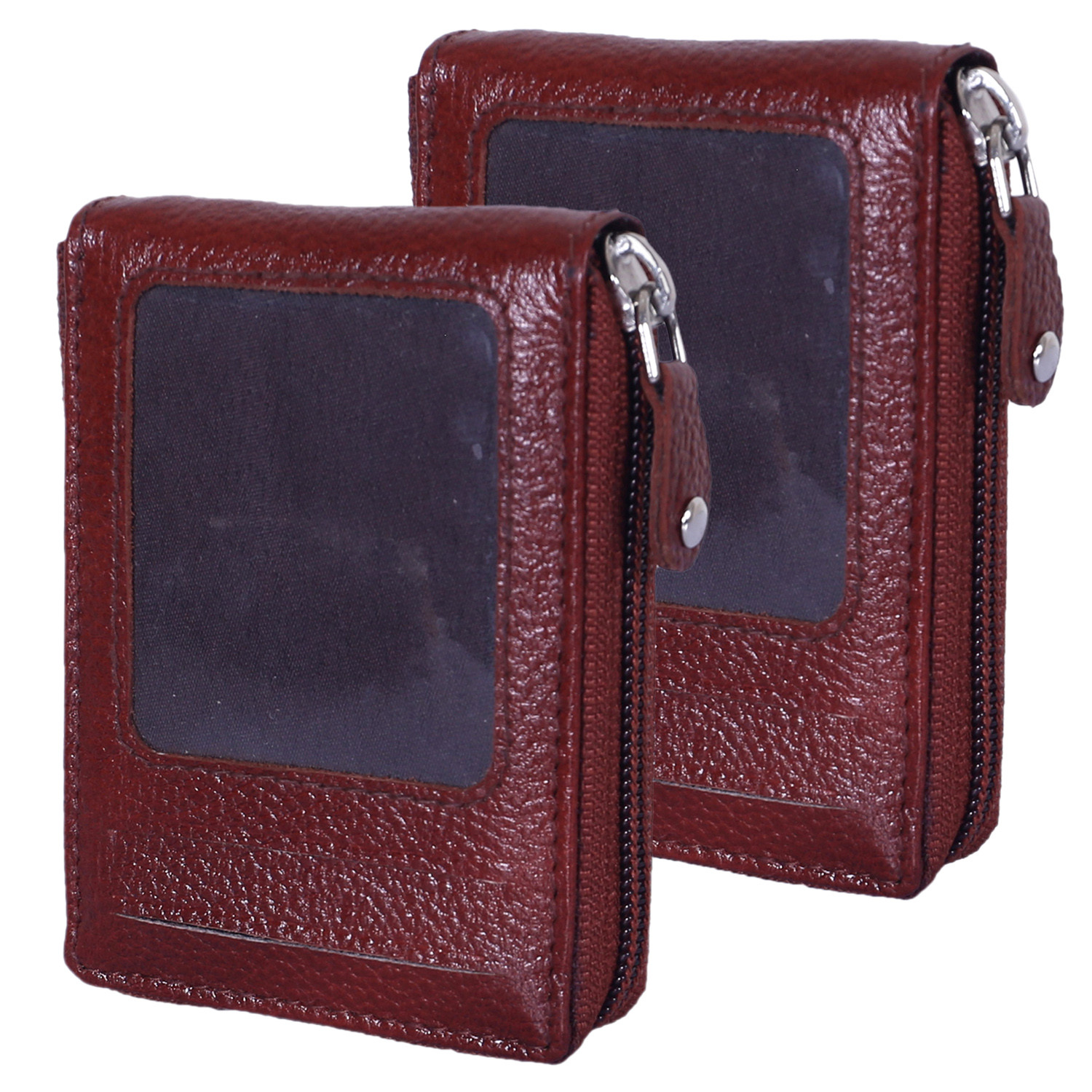 Kuber Industries Soft Leather Card Holder | Zipper Wallet For Man & Woman With 11 Slot (Brown)