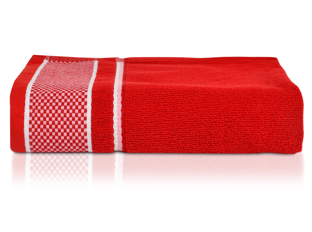 Kuber Industries Square Design Luxurious, Soft Cotton Bath Towel, 30&quot;x60&quot;(Red)-HS_38_KUBMART21215