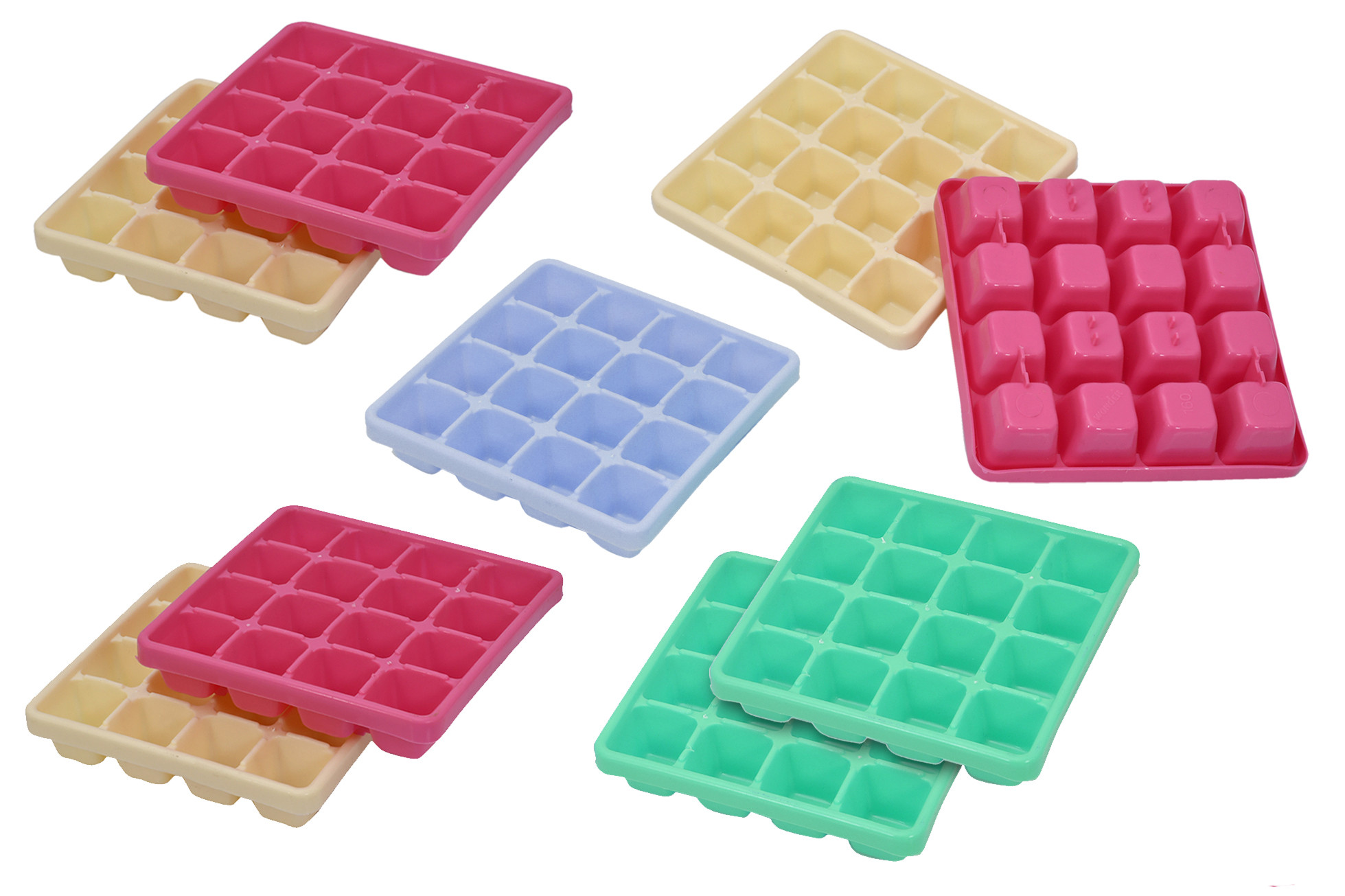 Kuber Industries Square Small Size 16 Cubes Plastic Unbreakable Virgin Plastic Ice Cube Tray (Multi)-KUBMART3202