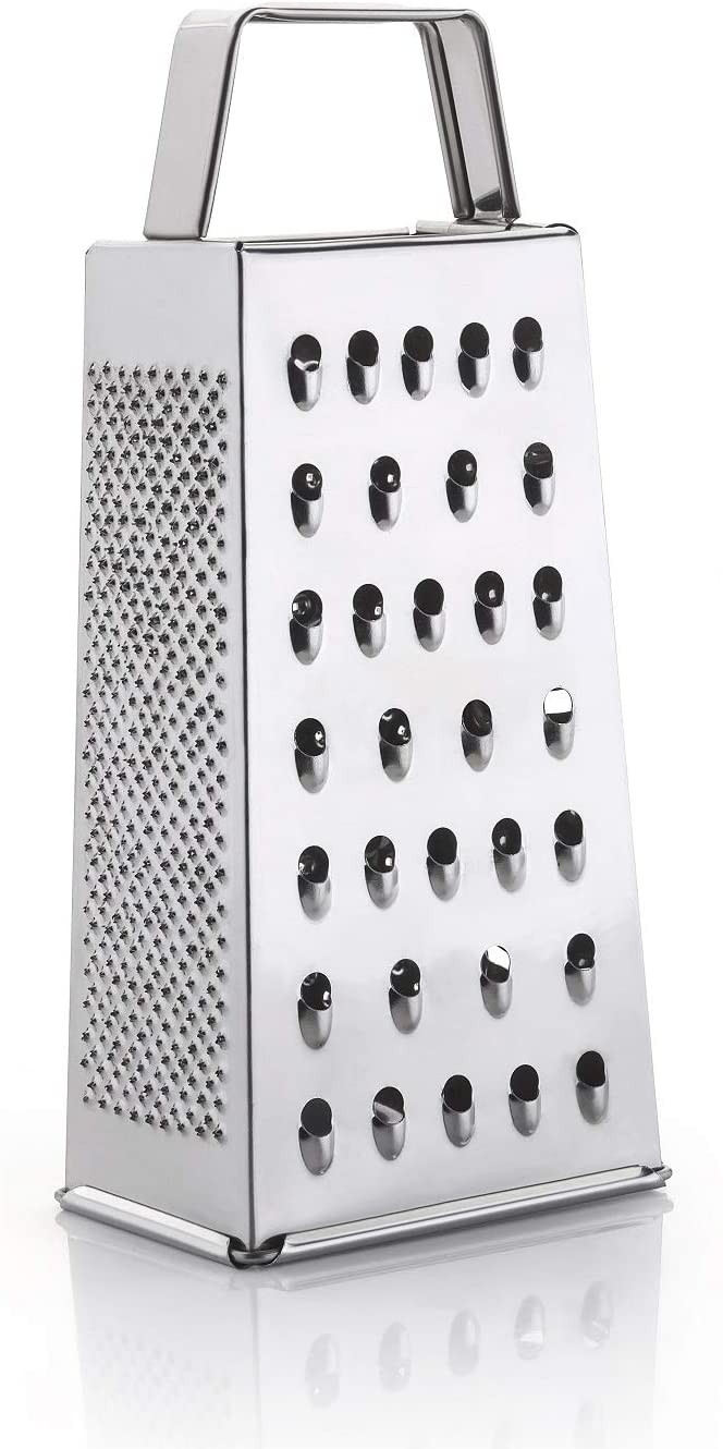 Kuber Industries Stainless Steel 5 IN 1 Grater And Slicer With 4 Sides For Cheese, Vegetables, Ginger, Garlic (Silver)